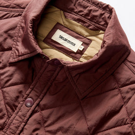 material shot of the collar on The Miller Shirt Jacket in Burgundy