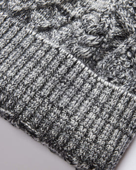 material shot of the rib on The Orr Beanie in Marled Coal, Accessories by Taylor Stitch