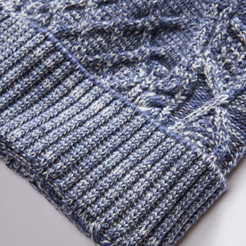 material shot of the rib on The Orr Beanie in Marled Indigo