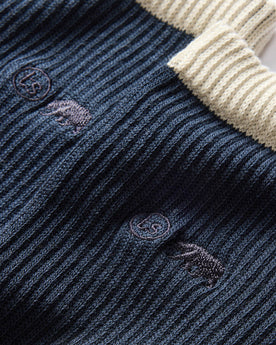 material shot of the ribbed texture on The Ribbed Sock in Navy, Accessories by Taylor Stitch