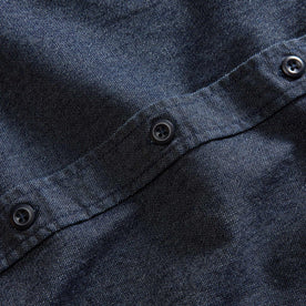material shot of the buttons on The Saddler Shirt in Dark Navy Twill
