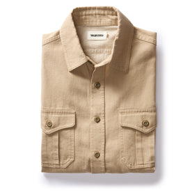 flatlay of The Saddler Shirt in Light Khaki Twill
