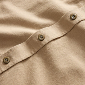 material shot of the buttons on The Saddler Shirt in Light Khaki Twill
