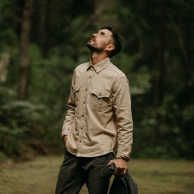 The Saddler Shirt in Light Khaki Twill - featured image