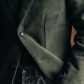 fit model showing the front of The Sheffield Sportcoat in Forest Moleskin