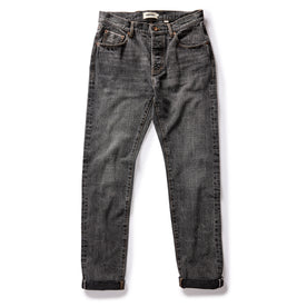 flatlay of The Slim Jean in Black 1-Year Wash Selvage Denim, in full