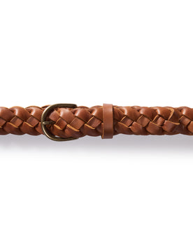 editorial image of The Braided Belt in Whiskey buckled, Accessories by Taylor Stitch
