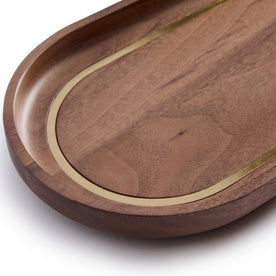 Material shot of brass inlay on The Valet Tray in Walnut and Brass