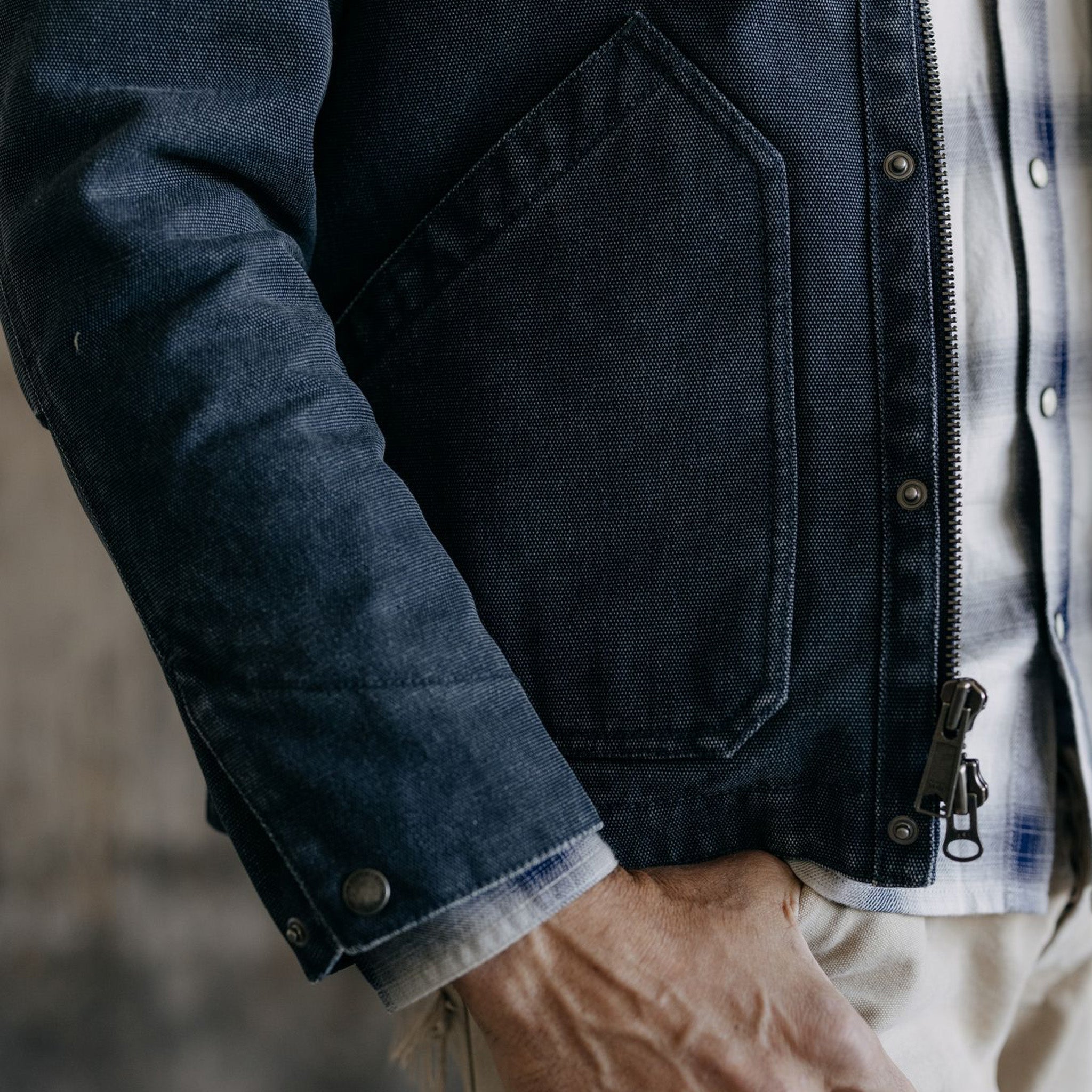 Taylor Navy Workhorse Stitch | Chipped in Canvas Jacket The