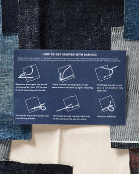 Instruction card that comes with The Sashiko Denim Repair Kit, Accessories by Taylor Stitch