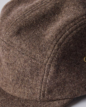 editorial image of the fabric on The 5-Panel Cap in Heather Sable Wool Blend, Accessories by Taylor Stitch