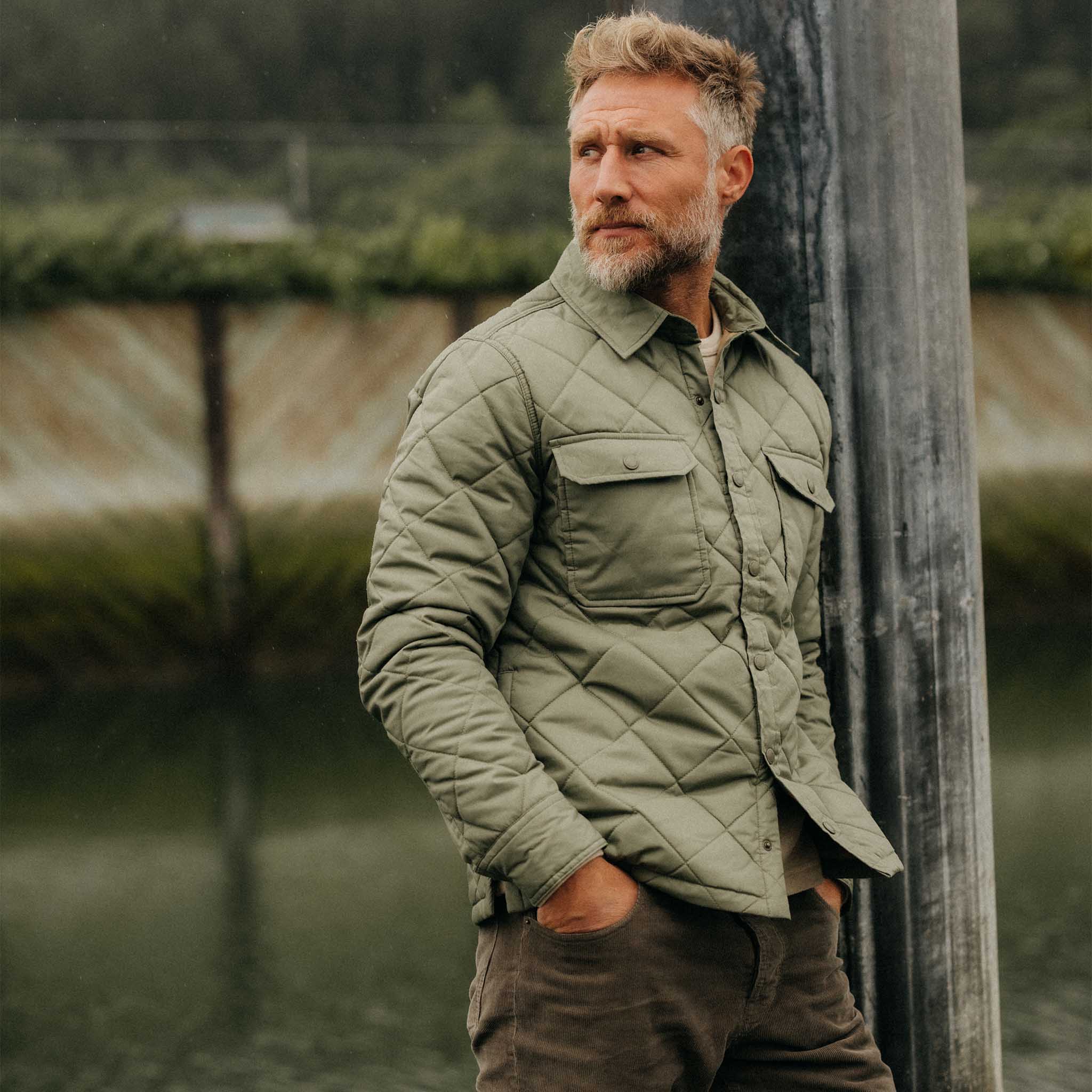 The Miller Shirt Jacket in Smoked Olive Dry Wax Taylor Stitch
