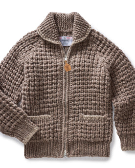 flatlay of The Seawall Hand-Knit Sweater in Heather Sable, Knits by Taylor Stitch