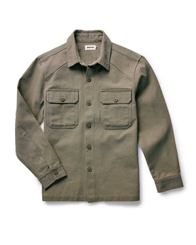 flatlay of The Shop Shirt in Stone Chipped Canvas, Wovens by Taylor Stitch