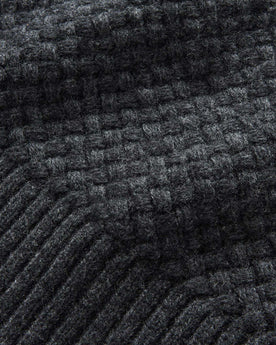 material shot of the texture on The Textured Knit Beanie in Heather Coal Merino, Accessories by Taylor Stitch