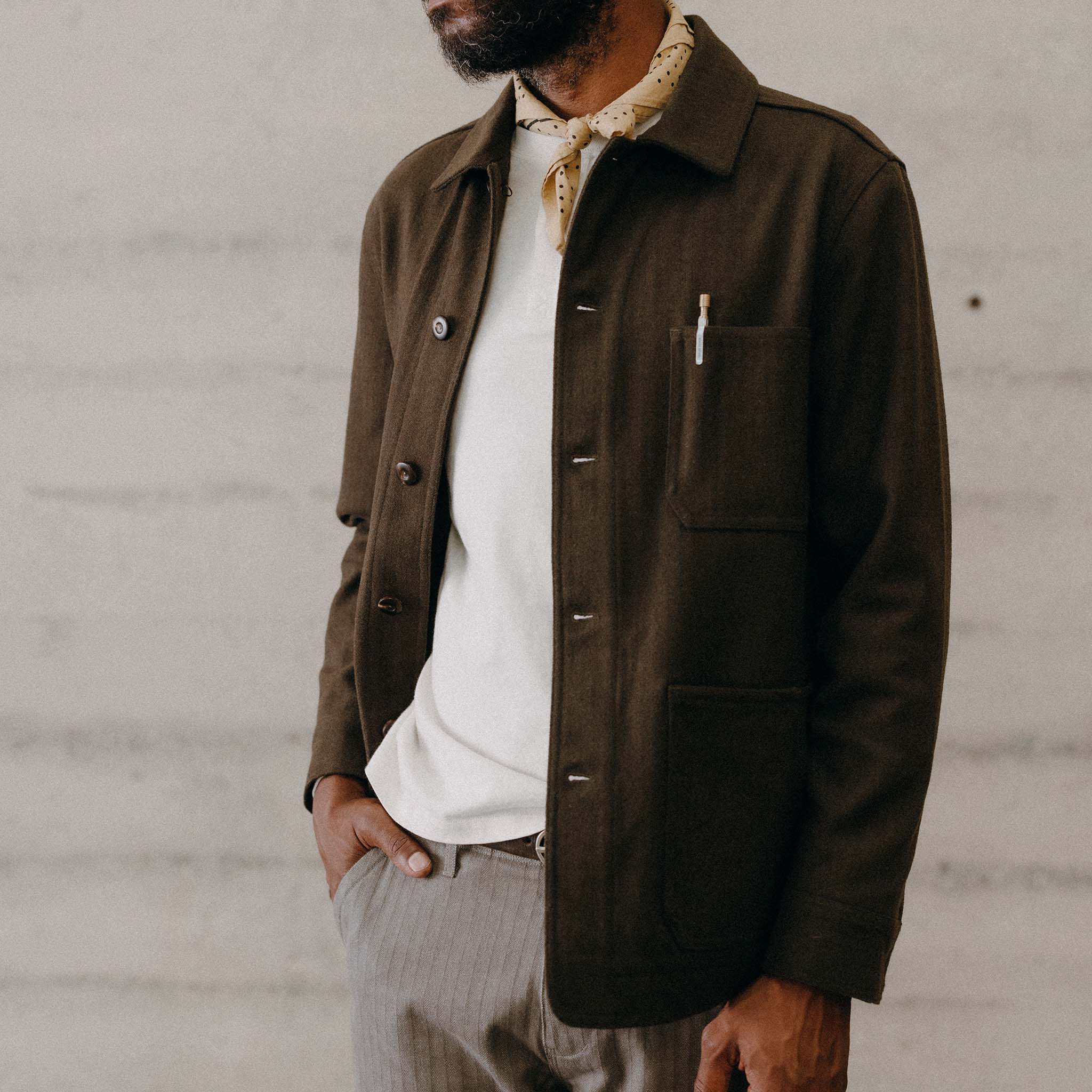 The Ojai Jacket in Army Herringbone Wool | Taylor Stitch