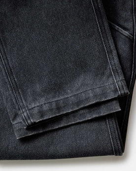 material shot of the button fly on The Camp Pant in Coal Chipped Canvas, Bottoms by Taylor Stitch