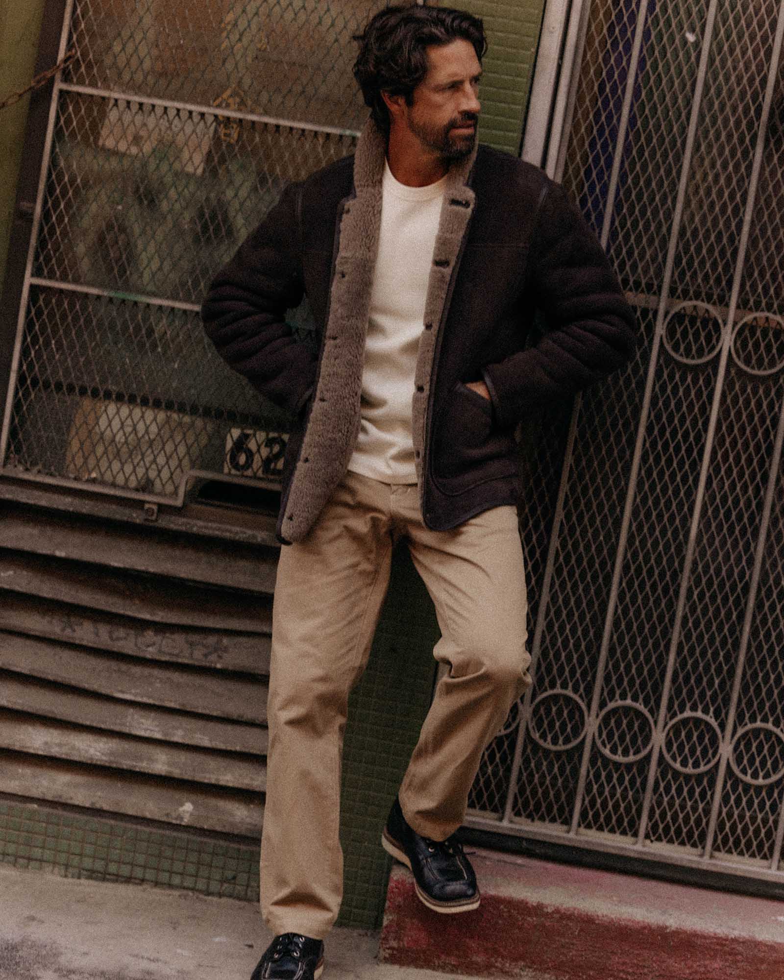 The Coleman Jacket in Dark Chocolate Shearling Suede | Taylor Stitch