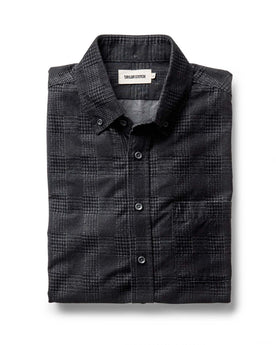 folded flaltay of The Jack in Heather Coal Check Pincord, Wovens by Taylor Stitch