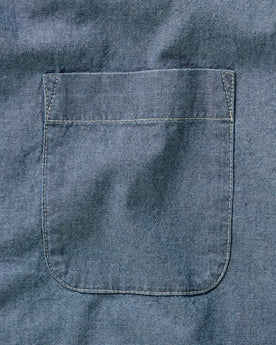 material shot of the pocket on The Jack in Washed Indigo Chambray, Wovens by Taylor Stitch