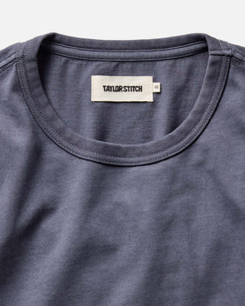 material shot of the collar on The Organic Cotton Long Sleeve Tee in Navy, Knits by Taylor Stitch