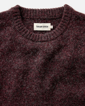 material shot of the collar on The Eastmoor Sweater in Heather Port Wool, Knits by Taylor Stitch