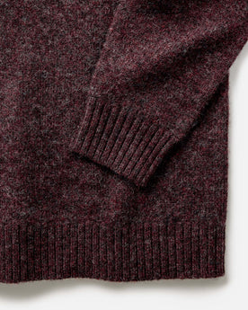 material shot of the sleeves on The Eastmoor Sweater in Heather Port Wool, Knits by Taylor Stitch
