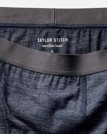 material shot of the waistband on The Merino Boxer in Heather Navy