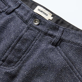material shot of the waistband on The Camp Pant in Navy Nep Wool