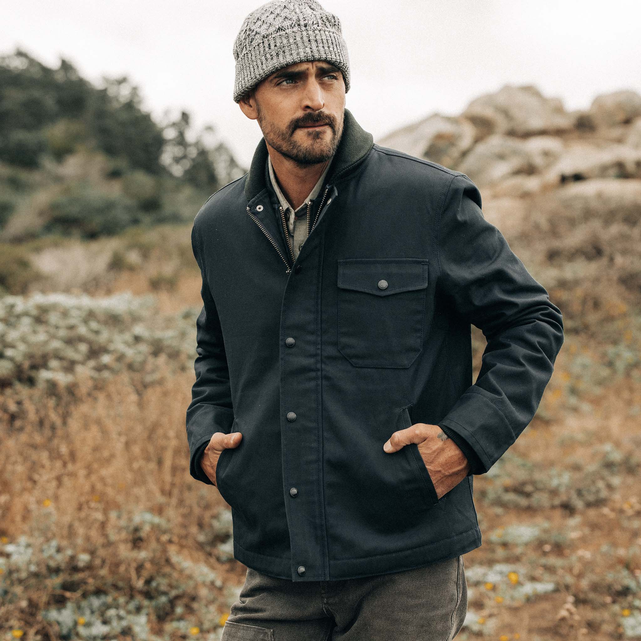 The Deck Jacket in Dark Navy Dry Wax | Taylor Stitch