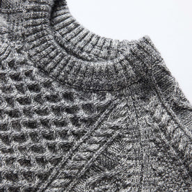 material shot of the neck opening on The Orr Sweater in Marled Coal Merino