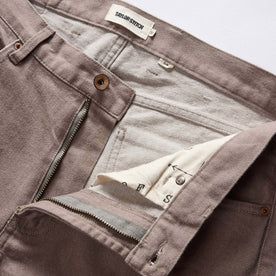material shot of zipper fly on The Slim All Day Pant in Silt Broken Twill