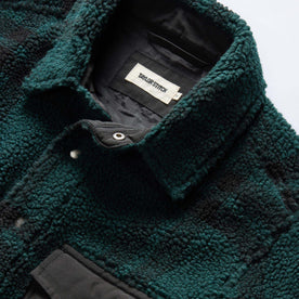 material shot of the collar on The Timberline Jacket in Dark Spruce Plaid