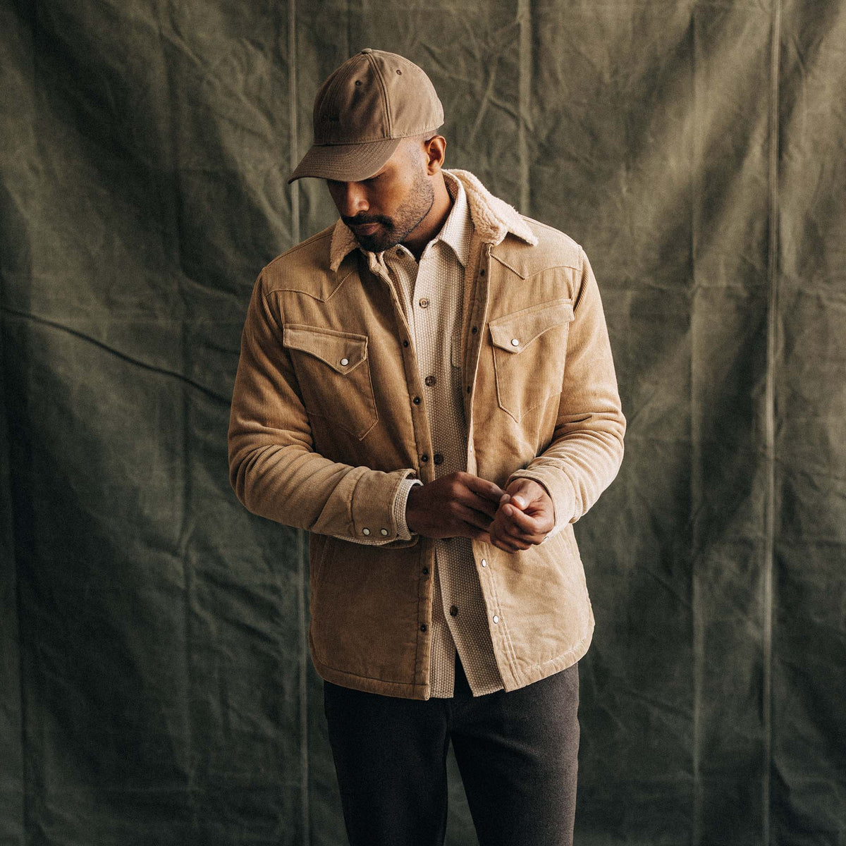 The Western Shirt Jacket in Dark Khaki Corduroy | Taylor Stitch