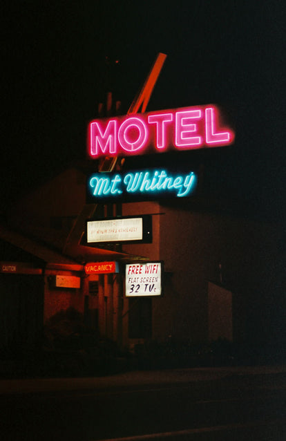 A neon Motel sign, Mt Whitney.