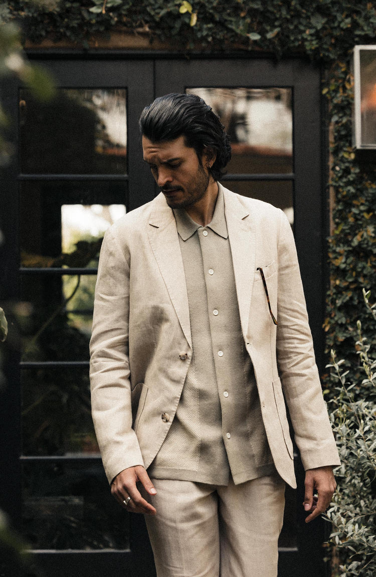 Model wearing The Sheffield Sport Coat in Natural Linen