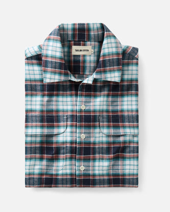 folded flatlay of The Shore Shirt in Harbor Check Portuguese Flannel