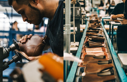 Leather being prepped in our boot and shoe factory.
