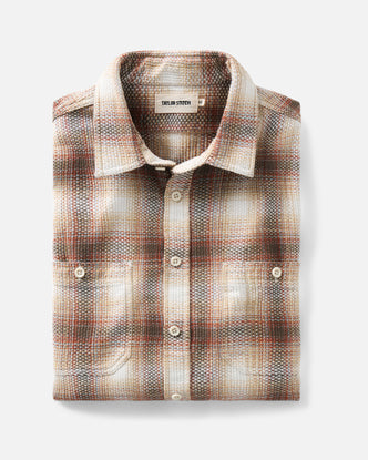 folded flatlay of The Utility Shirt in Seaside Check Sashiko