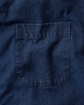 material shot of the buttons on The Jack in Indigo Oxford, Wovens by Taylor Stitch