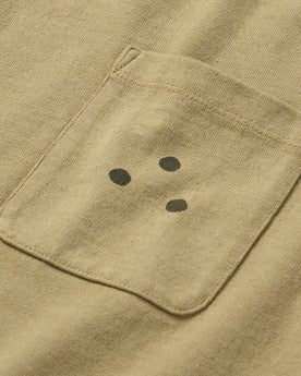 material shot of the front pocket on The Heavy Bag Tee in Khaki Dahlia, Knits by Taylor Stitch
