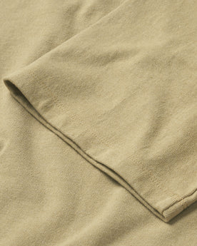 material shot of the sleeve on The Heavy Bag Tee in Khaki Dahlia, Knits by Taylor Stitch