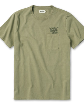 flatlay of The Heavy Bag Tee in Sage Dahlia, Knits by Taylor Stitch