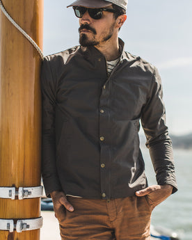 Trenton on his boat, Outerwear by Taylor Stitch