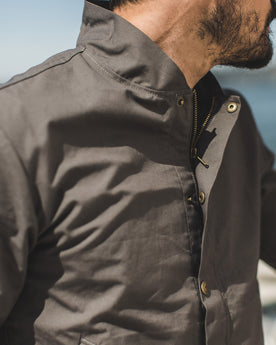Our fit model in the Bay, Outerwear by Taylor Stitch