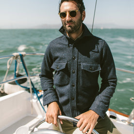 The Maritime Shirt Jacket in Navy Donegal Lambswool: Alternate Image 1