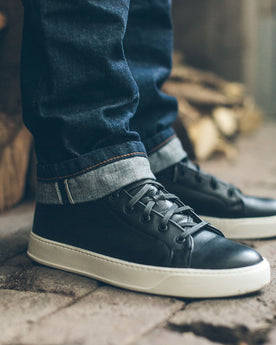 The Court Classic Mid in Black Leather: Alternate Image 4, Footwear by Taylor Stitch
