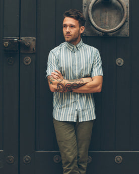 The Short Sleeve California in Blue Striped Chambray: Alternate Image 2, Wovens by Taylor Stitch
