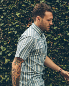 The Short Sleeve California in Blue Striped Chambray: Alternate Image 1, Wovens by Taylor Stitch