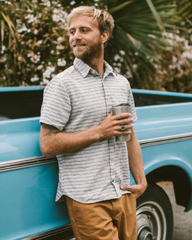 The Short Sleeve Jack in Grey & Navy Stripe, Wovens by Taylor Stitch